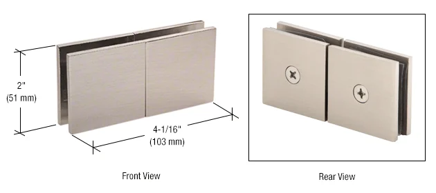 Shower Glass Square 180° Movable Transom Clamp, Brushed Nickel – CRL SGC188BN, photo 2
