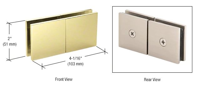 Shower Glass Square 180° Movable Transom Clamp, Polished Brass – CRL SGC188BR, photo 2