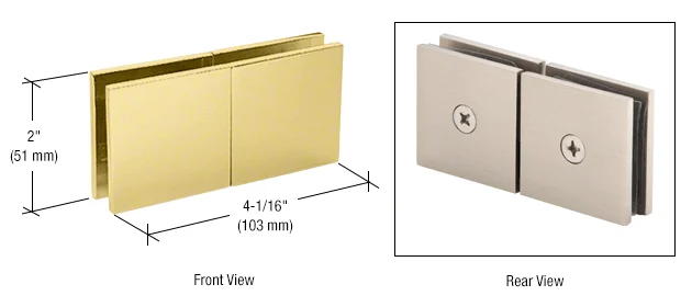 Shower Glass Square 180° Movable Transom Clamp, Satin Brass – CRL SGC188SB, photo 2
