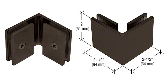 Shower Glass Square 90° Glass-to-Glass Clamp, Oil Rubbed Bronze – CRL SGC900RB, photo 3