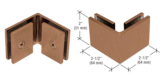 Shower Glass Square 90° Glass-to-Glass Clamp, Antique Brass – CRL SGC90ABR, photo 3