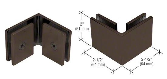 Shower Glass Square 90° Glass-to-Glass Clamp, Antique Bronze – CRL SGC90BBRZ, photo 3