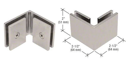 Shower Glass Square 90° Glass-to-Glass Clamp, Brushed Nickel – CRL SGC90BN, photo 3