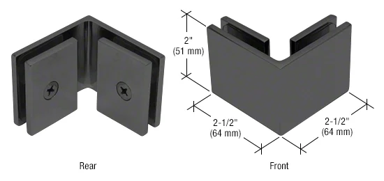 Shower Glass Square 90° Glass-to-Glass Clamp, Matte Black – CRL SGC90MBL, photo 3