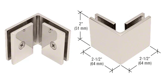 Shower Glass Square 90° Glass-to-Glass Clamp, Polished Nickel – CRL SGC90PN, photo 3