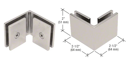 Shower Glass Square 90° Glass-to-Glass Clamp, Satin Nickel – CRL SGC90SN, photo 3