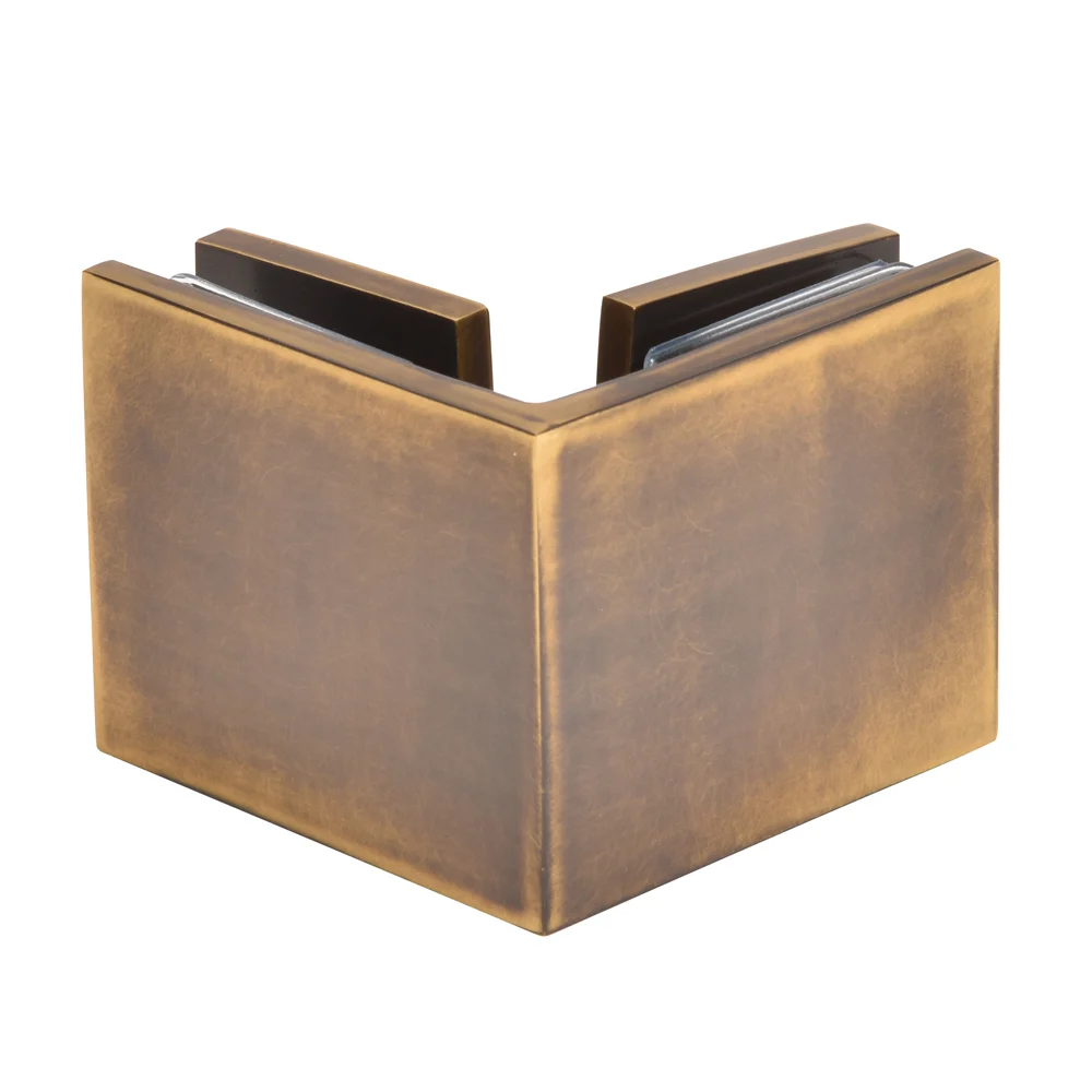 Shower Glass Square 90° Glass-to-Glass Clamp, Vintage Brass – CRL SGC90VBR