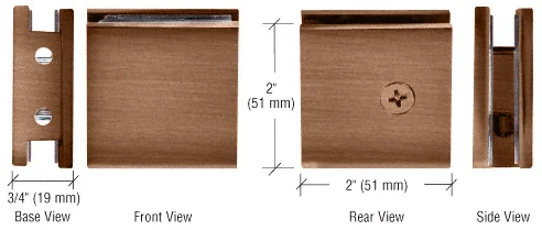 Shower Glass Square Notch-in-Glass Fixed Panel U-Clamp, Brushed Bronze – CRL SGCU1BBRZ, photo 2