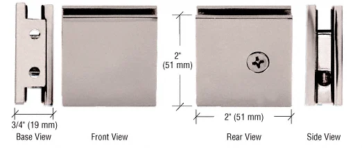 Shower Glass Square Notch-in-Glass Fixed Panel U-Clamp, Brushed Nickel – CRL SGCU1BN, photo 2