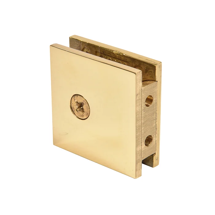 Shower Glass Square Notch-in-Glass Fixed Panel U-Clamp, Polished Brass – CRL SGCU1BR