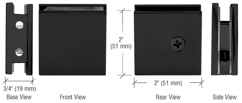 Shower Glass Square Notch-in-Glass Fixed Panel U-Clamp, Matte Black – CRL SGCU1MBL, photo 2