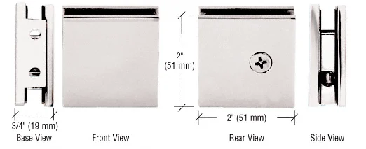 Shower Glass Square Notch-in-Glass Fixed Panel U-Clamp, Polished Nickel – CRL SGCU1PN, photo 2