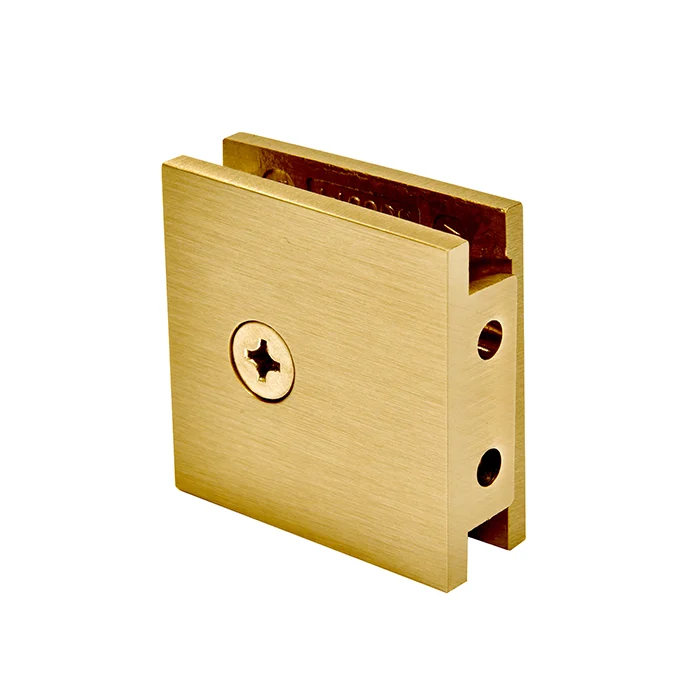 Shower Glass Square Notch-in-Glass Fixed Panel U-Clamp, Satin Brass – CRL SGCU1SB