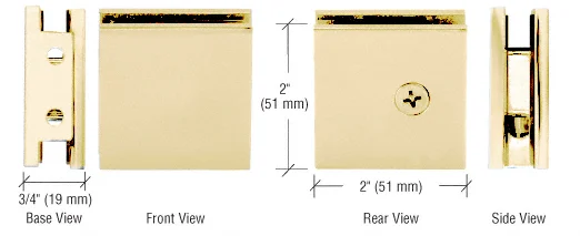 Shower Glass Square Notch-in-Glass Fixed Panel U-Clamp, Satin Brass – CRL SGCU1SB, photo 2