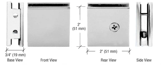 Shower Glass Square Notch-in-Glass Fixed Panel U-Clamp, Satin Nickel – CRL SGCU1SN, photo 2