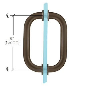 Shower Door 6" Back-to-Back Solid Brass Pull Handle, Oil Rubbed Bronze – CRL SPH60RB, photo 2