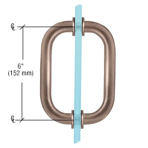 Shower Door 6" Back-to-Back Solid Brass Pull Handle, Brushed Bronze – CRL SPH6BBRZ, photo 2