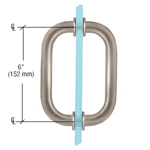 Shower Door 6" Back-to-Back Solid Brass Pull Handle, Brushed Nickel – CRL SPH6BN, photo 2