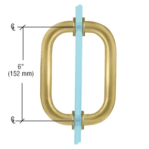 Shower Door 6" Back-to-Back Solid Brass Pull Handle, Satin Brass – CRL SPH6SB, photo 2