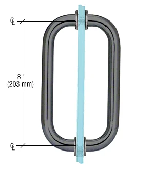 Shower Door 8" Back-to-Back Pull Handle with Metal Washers, Gun Metal – CRL SPH8GM, photo 2