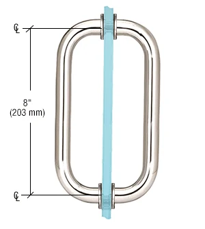 Shower Door 8" Back-to-Back Pull Handle with Metal Washers, Polished Nickel – CRL SPH8PN, photo 2