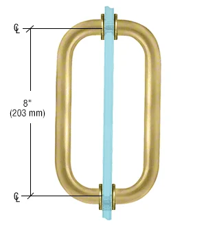 Shower Door 8" Back-to-Back Pull Handle with Metal Washers, Satin Brass – CRL SPH8SB, photo 2