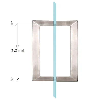 Shower Door 6" Square Back-to-Back Pull Handle, Brushed Nickel – CRL SQ6X6BN, photo 2