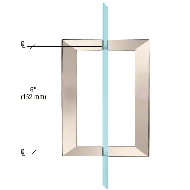 Shower Door 6" Square Back-to-Back Pull Handle, Polished Nickel – CRL SQ6X6PN, photo 2