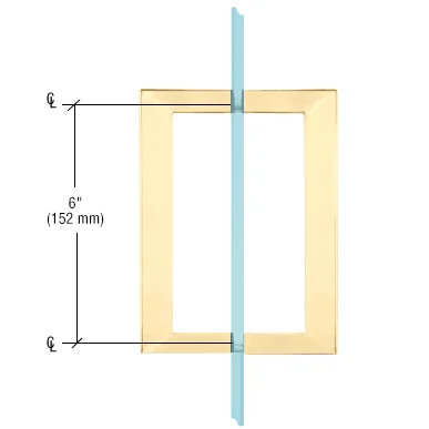 Shower Door 6" Square Back-to-Back Pull Handle, Satin Brass – CRL SQ6X6SB, photo 2