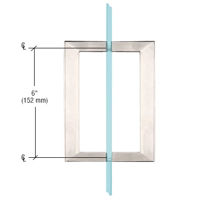 Shower Door 6" Square Back-to-Back Pull Handle, Satin Nickel – CRL SQ6X6SN, photo 2