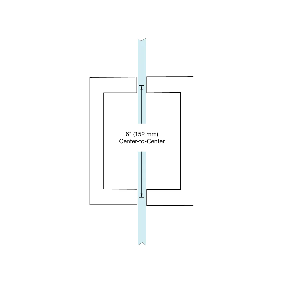 Shower Door 6" Square Back-to-Back Pull Handle, Satin Nickel – CRL SQ6X6SN, photo 3