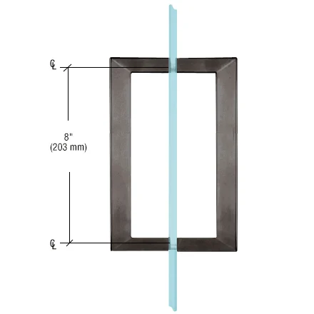 Shower Door 8" Back-to-Back Square Pull Handle, Brushed Bronze – CRL SQ8X8BBRZ, photo 2