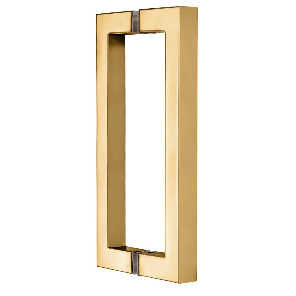 Shower Door 8" Back-to-Back Square Pull Handle, French Gold – CRL SQ8X8FG, photo 2