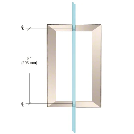 Shower Door 8" Back-to-Back Square Pull Handle, Polished Nickel – CRL SQ8X8PN, photo 2
