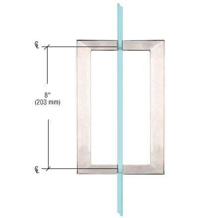 Shower Door 8" Back-to-Back Square Pull Handle, Satin Nickel – CRL SQ8X8SN, photo 2