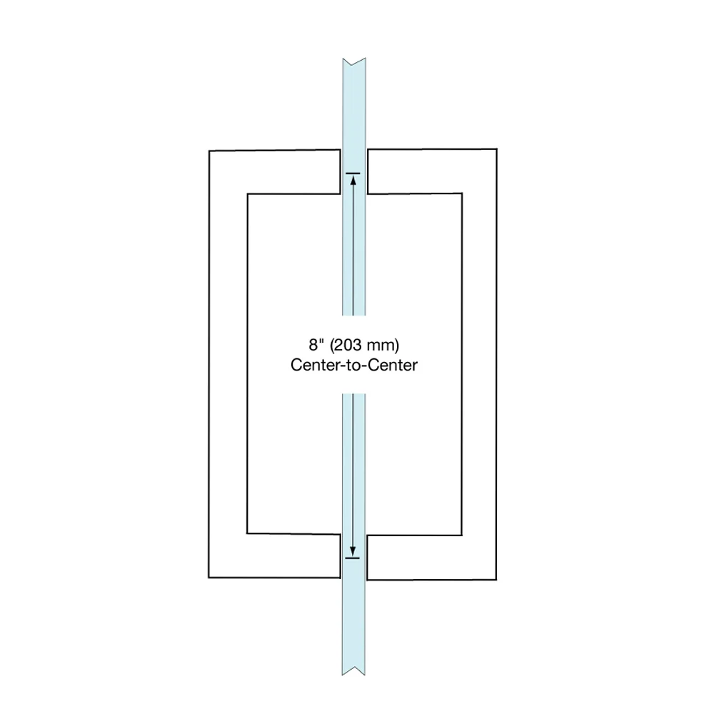 Shower Door 8" Back-to-Back Square Pull Handle, Vintage Brass – CRL SQ8X8VBR, photo 3