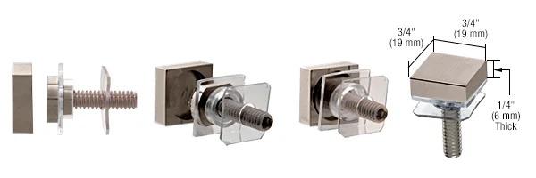 Shower Door Handle Part: SQ Square Washer and Stud Replacement Set, Brushed Nickel – CRL SQSKBN