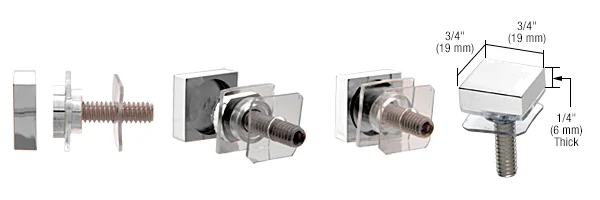 CRL SQ Square Washer and Stud Replacement Set, Polished Chrome