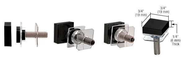 Shower Door Handle Part: SQ Square Washer and Stud Replacement Set, Matte Black – CRL SQSKMBL