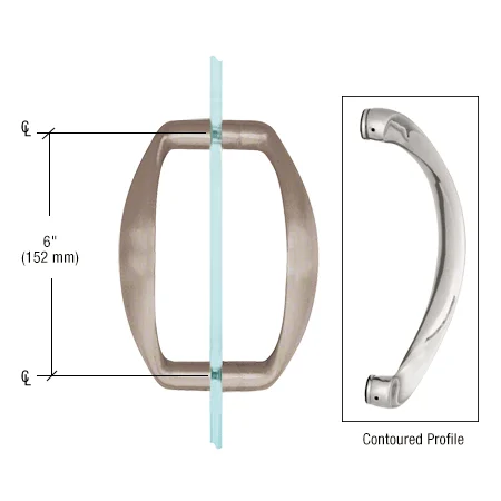 Shower Door 6" Sculptured Back-to-Back Pull Handle, Brushed Nickel – CRL SSDP6BN