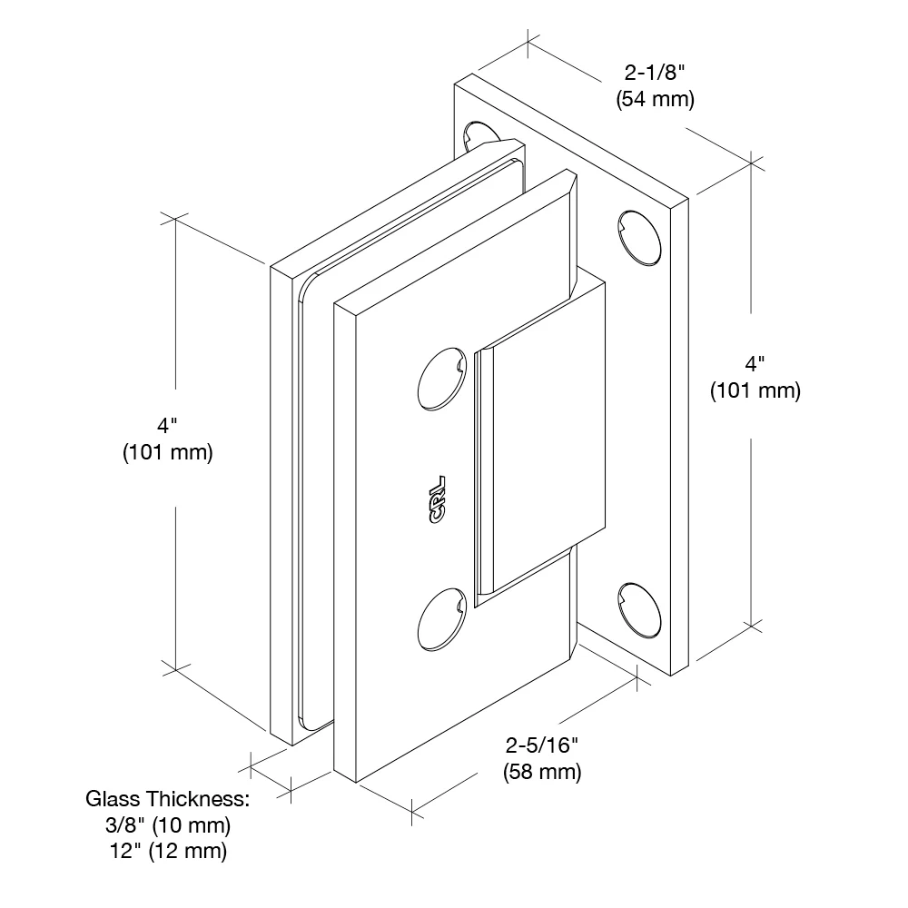 Shower Door Hinge: Trento 037 Wall Mount, Full Back Plate, Brushed Bronze – CRL TNT037BBRZ, photo 6