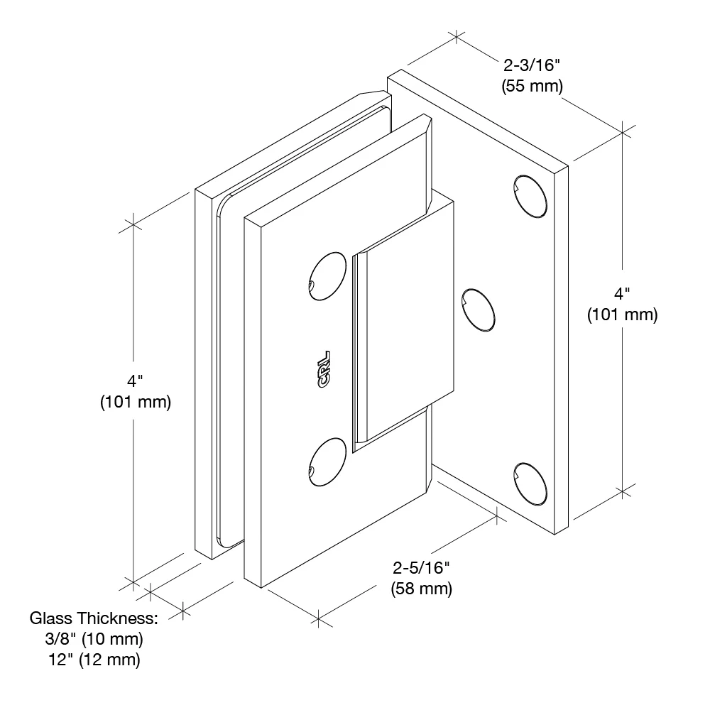 Shower Door Hinge: Trento 044 Wall Mount, Offset Back Plate, Matte Black – CRL TNT044MBL, photo 6