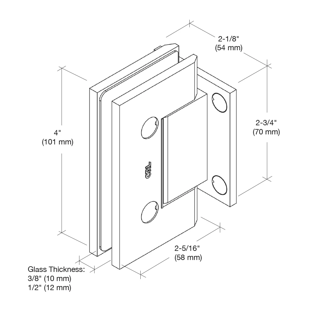 Shower Door Hinge: Trento 074 Wall Mount, Short Back Plate, Brushed Bronze – CRL TNT074BBRZ, photo 6