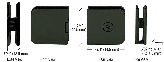 Shower Glass Junior Traditional Fixed Panel U-Clamp for 1/4" Glass, Oil Rubbed Bronze – CRL UC660RB, photo 2