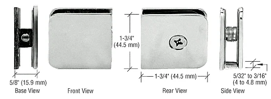 Shower Glass Traditional Fixed Panel U-Clamp, Polished Nickel – CRL UC77PN, photo 2