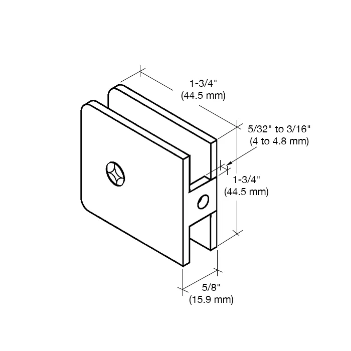 Shower Glass Traditional Fixed Panel U-Clamp, Satin Nickel – CRL UC77SN, photo 3