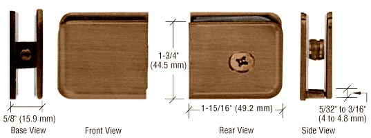 Shower Glass Oversized Fixed Panel U-Clamp, Brushed Bronze – CRL UC79BBRZ, photo 2