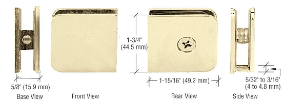 Shower Glass Oversized Fixed Panel U-Clamp, Polished Brass – CRL UC79BR, photo 2