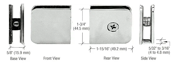 Shower Glass Oversized Fixed Panel U-Clamp, Polished Nickel – CRL UC79PN, photo 2
