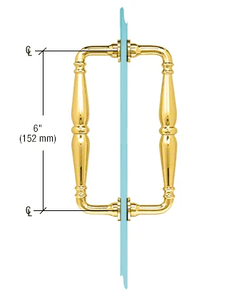 Shower Door 6" Victorian Back-to-Back Pull Handle, Unlacquered Brass – CRL V1C6X6ULBR